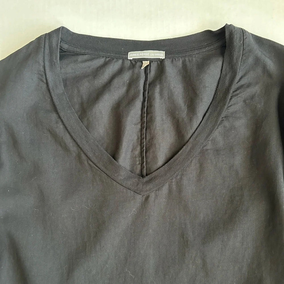 James Perse Women’s Black Cotton V-Neck Long Sleeve Top Size 1 - Picture 11 of 12